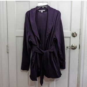 4X purple wrap knit sweat jacket